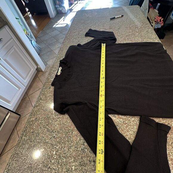 Vintage Valentino Miss V Wool Ruched Turtleneck Sweater in Black Size 48  Blend - Picture 6 of 10